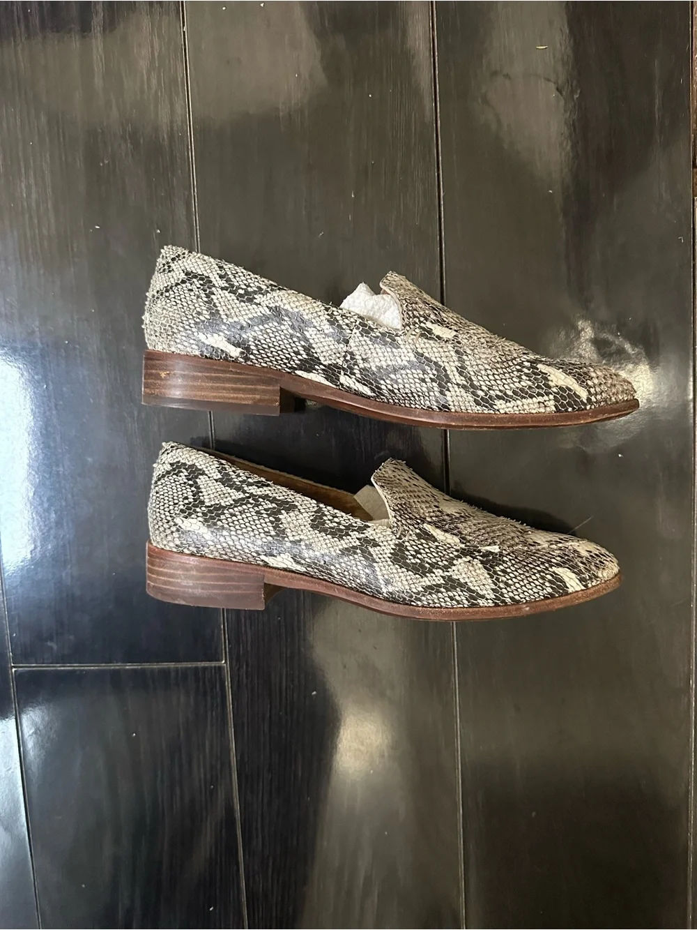 Madewell Snake-Print Loafers in Black and Cream